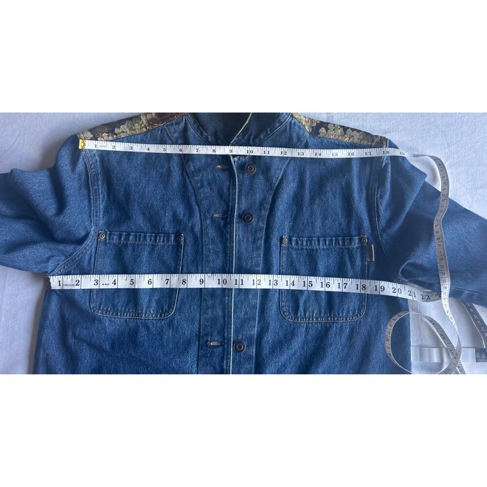 Vintage 80s 90s Blassport Womens Embroidered Denim Jean Jacket Floral Collar - S - Picture 8 of 9